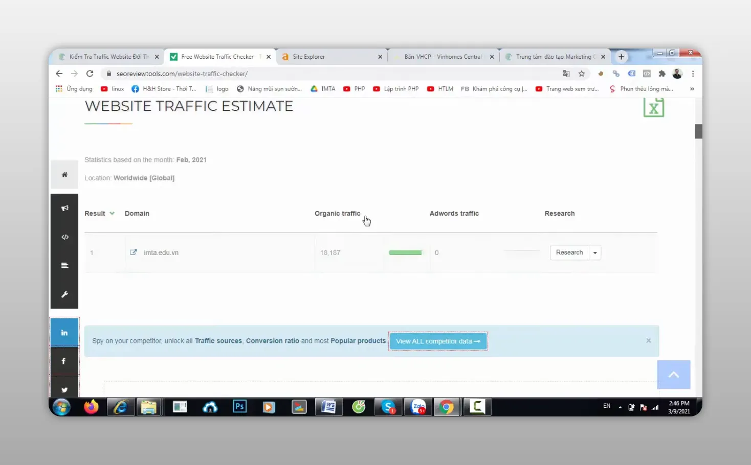 Kiểm tra traffic website đối thủ và năng lực SEO