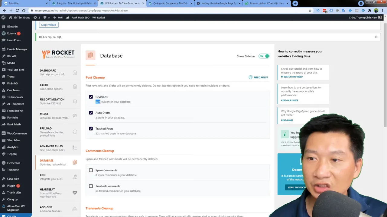 Tối ưu Database WordPress với WP Rocket để tăng tốc