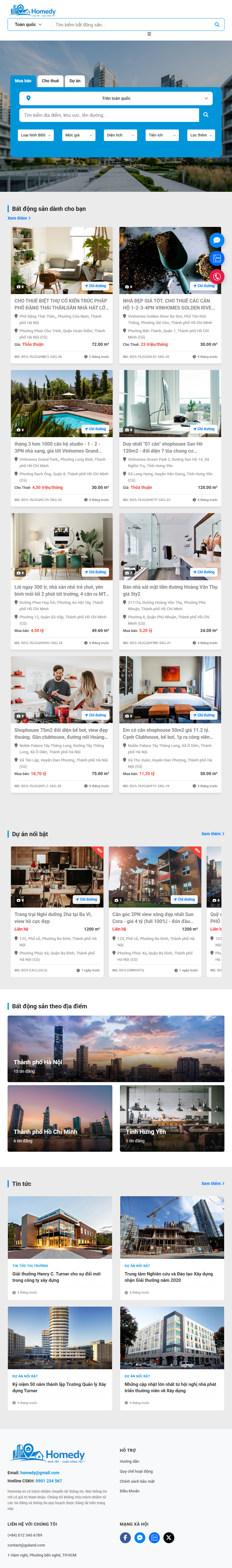 Website sàn rao vặt BĐS kiểu Homedy