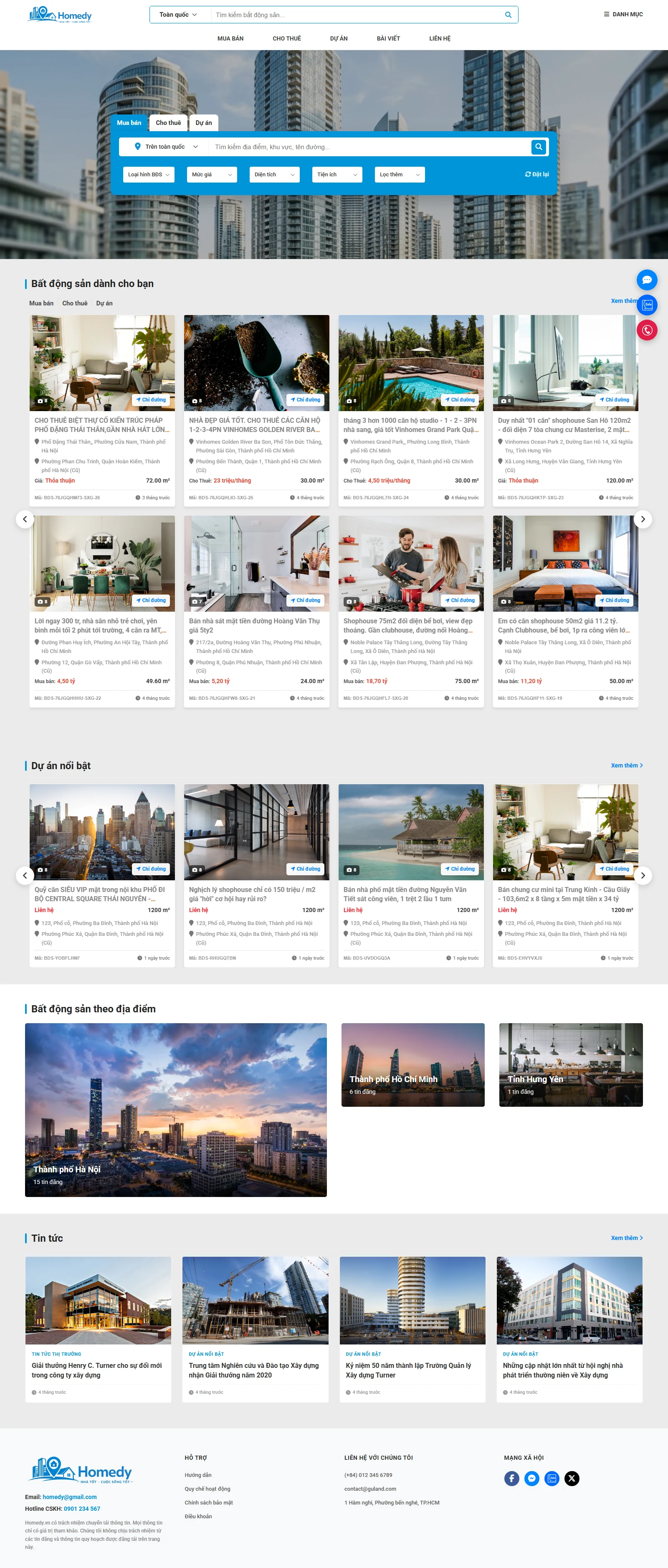 Website sàn rao vặt BĐS kiểu Homedy