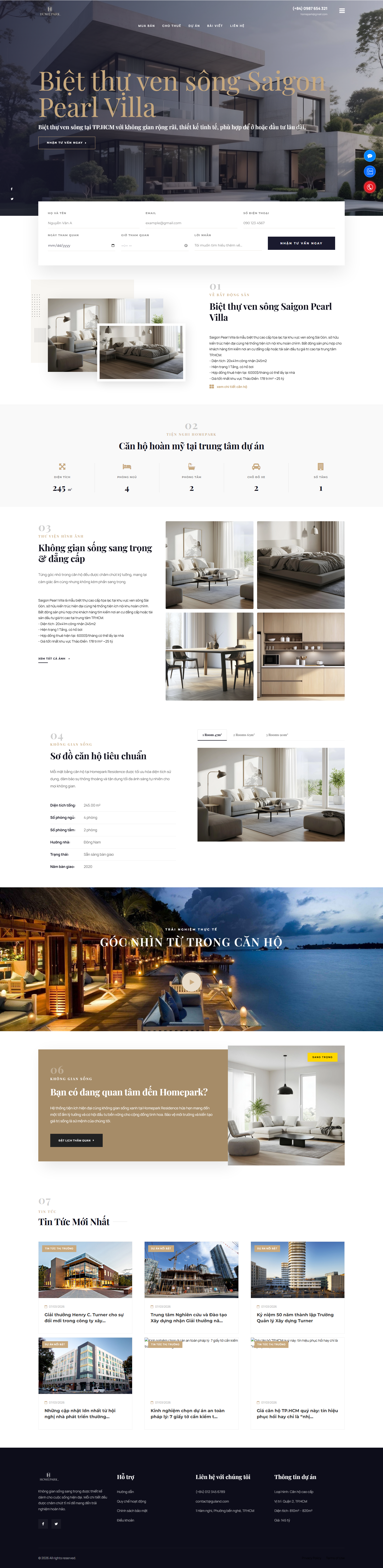 Website giới thiệu khu căn hộ HomePark
