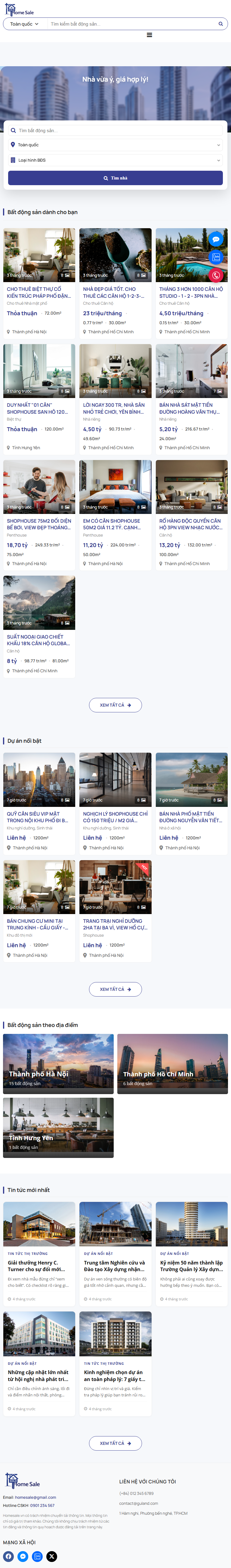Website sàn mua bán BĐS kiểu Homesale