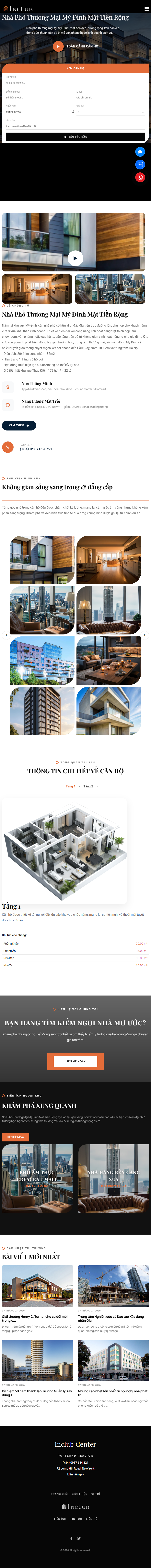 Website landing page giới thiệu nhà phố Inclub