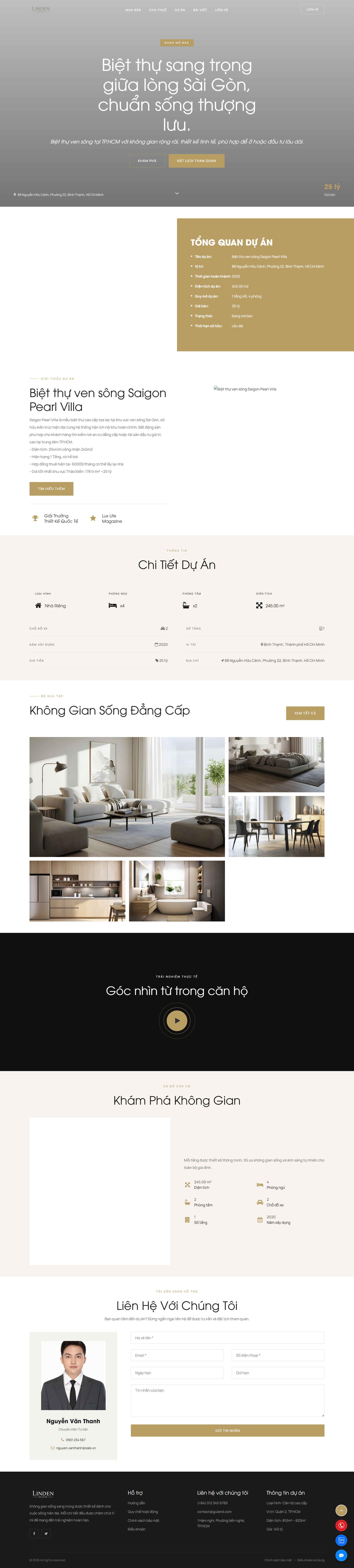 Website landing page giới thiệu biệt thự Linden