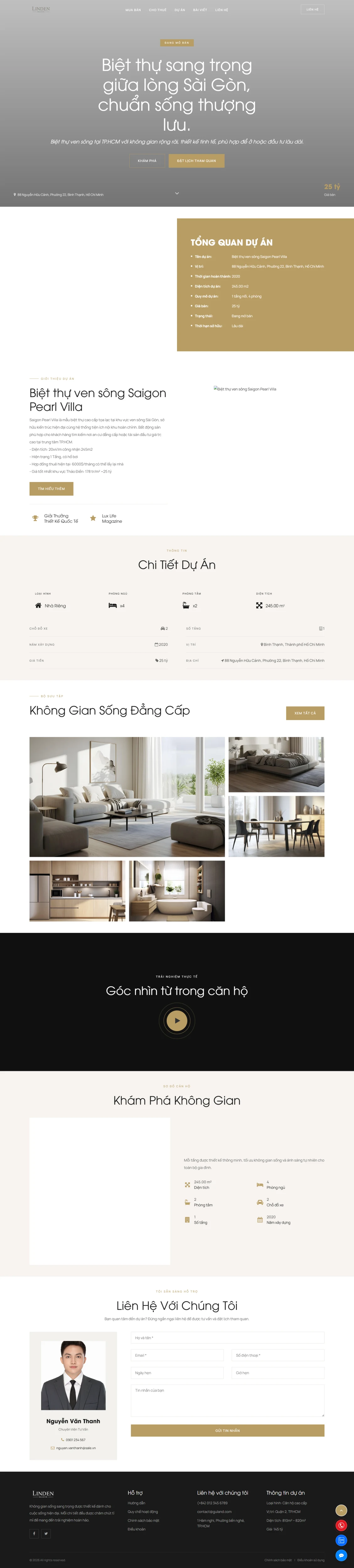 Website landing page giới thiệu biệt thự Linden