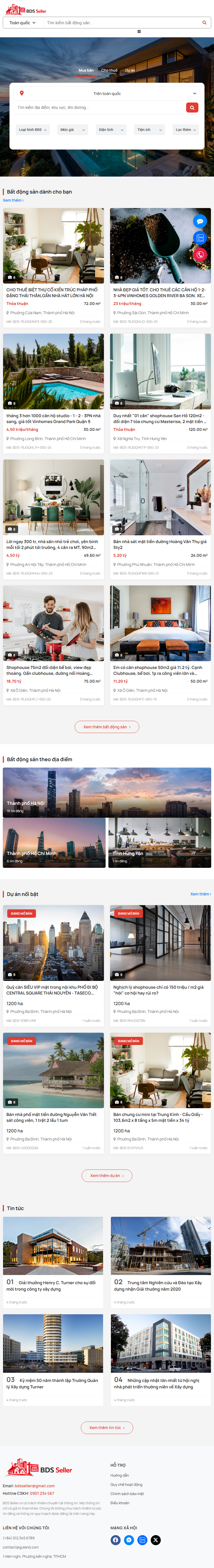 Website sàn giao dịch BDS Seller
