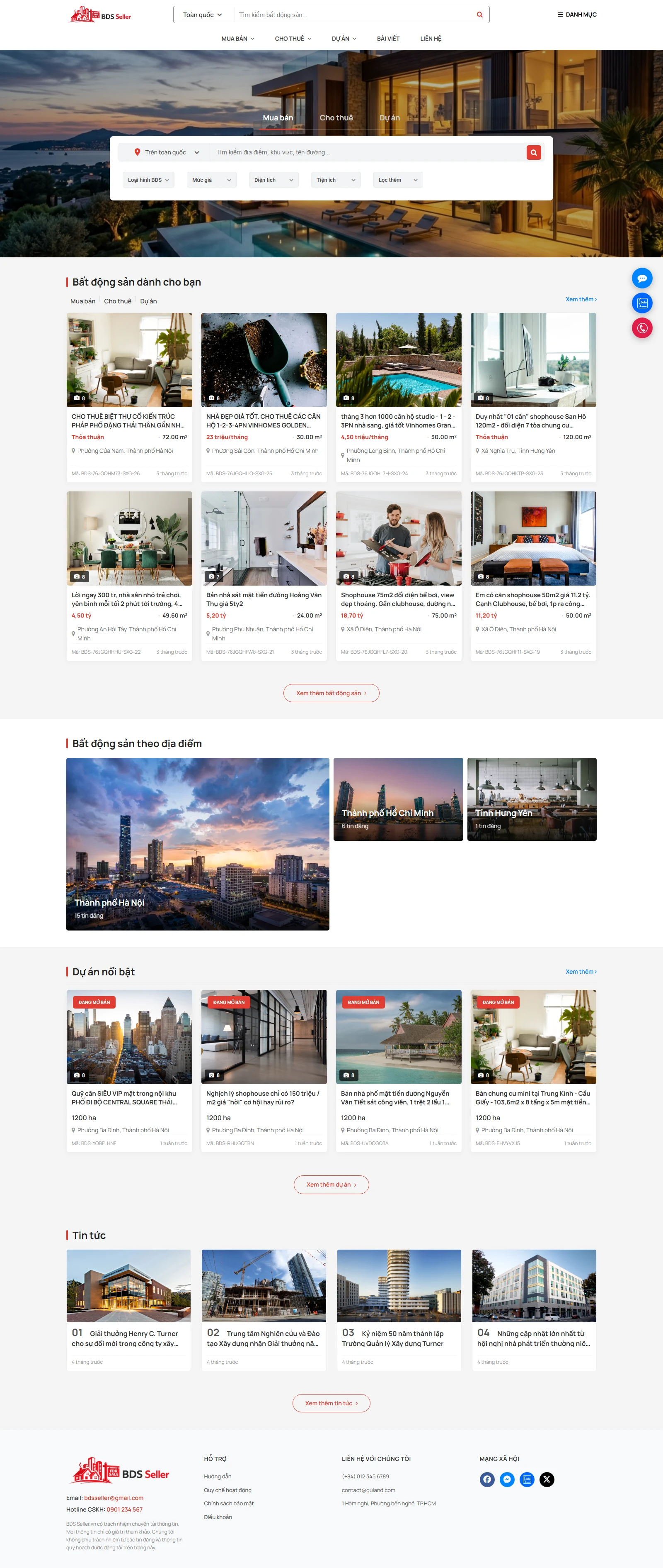 Website sàn giao dịch BDS Seller