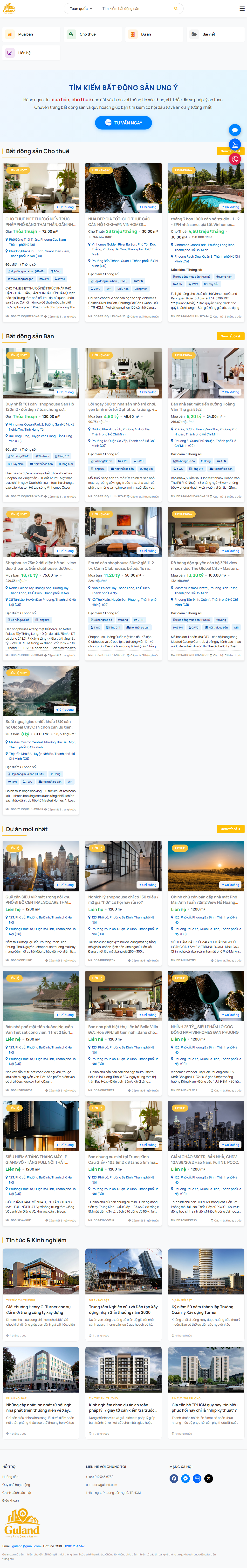 Website sàn BĐS - Nhà phố, Căn hộ, Đất nền & Dự án