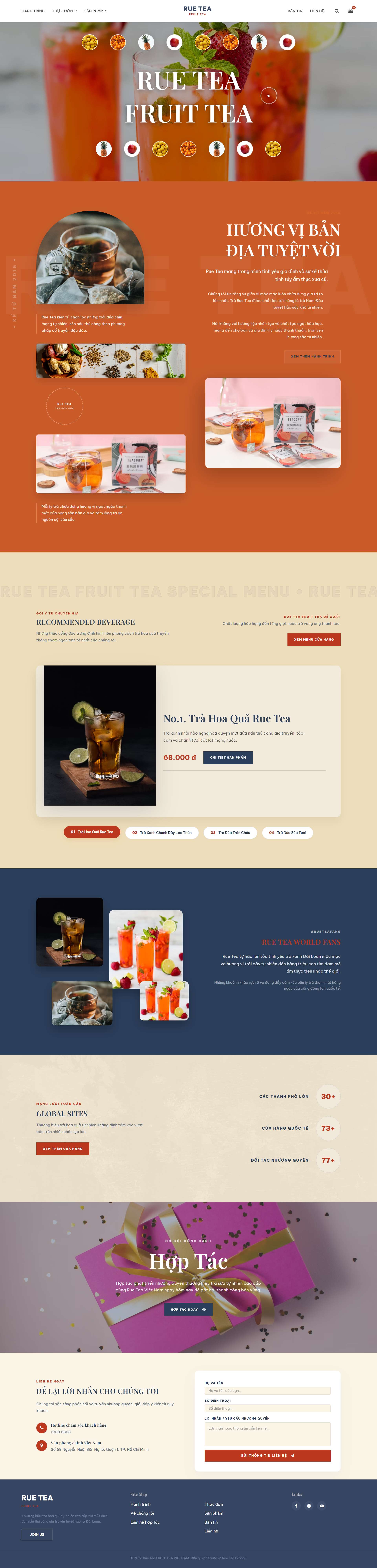 Website thương hiệu trà sữa Rue Tea