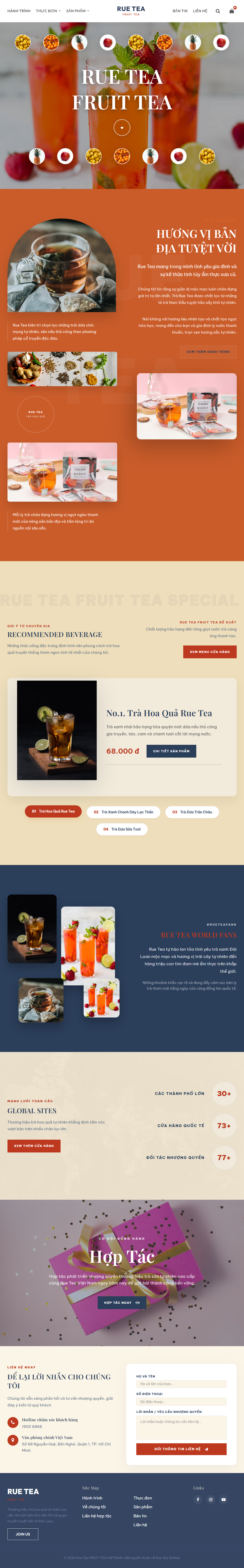 Website thương hiệu trà sữa Rue Tea
