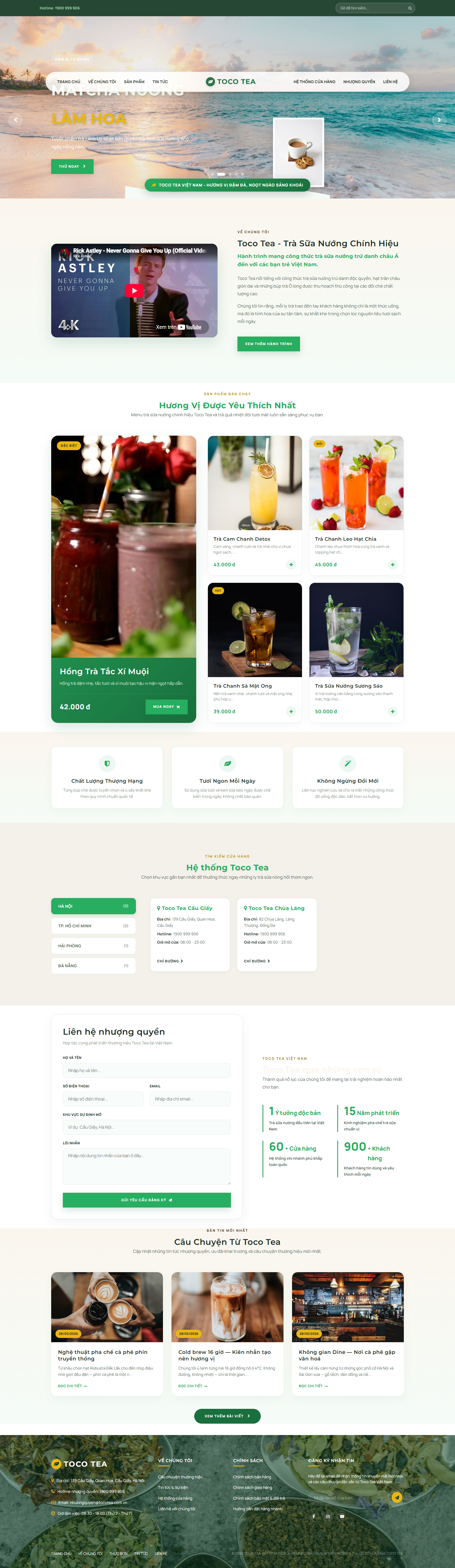 Website thương hiệu trà sữa Toco Tea