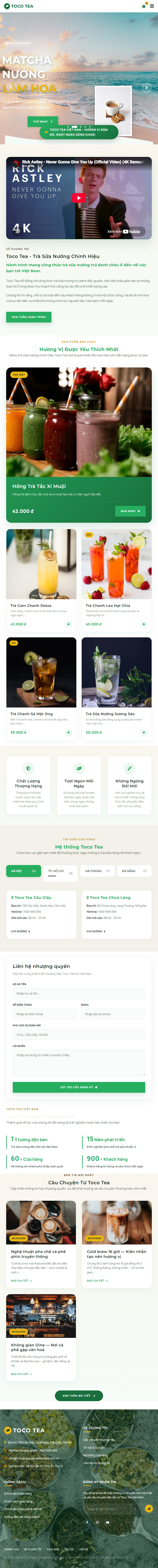 Website thương hiệu trà sữa Toco Tea